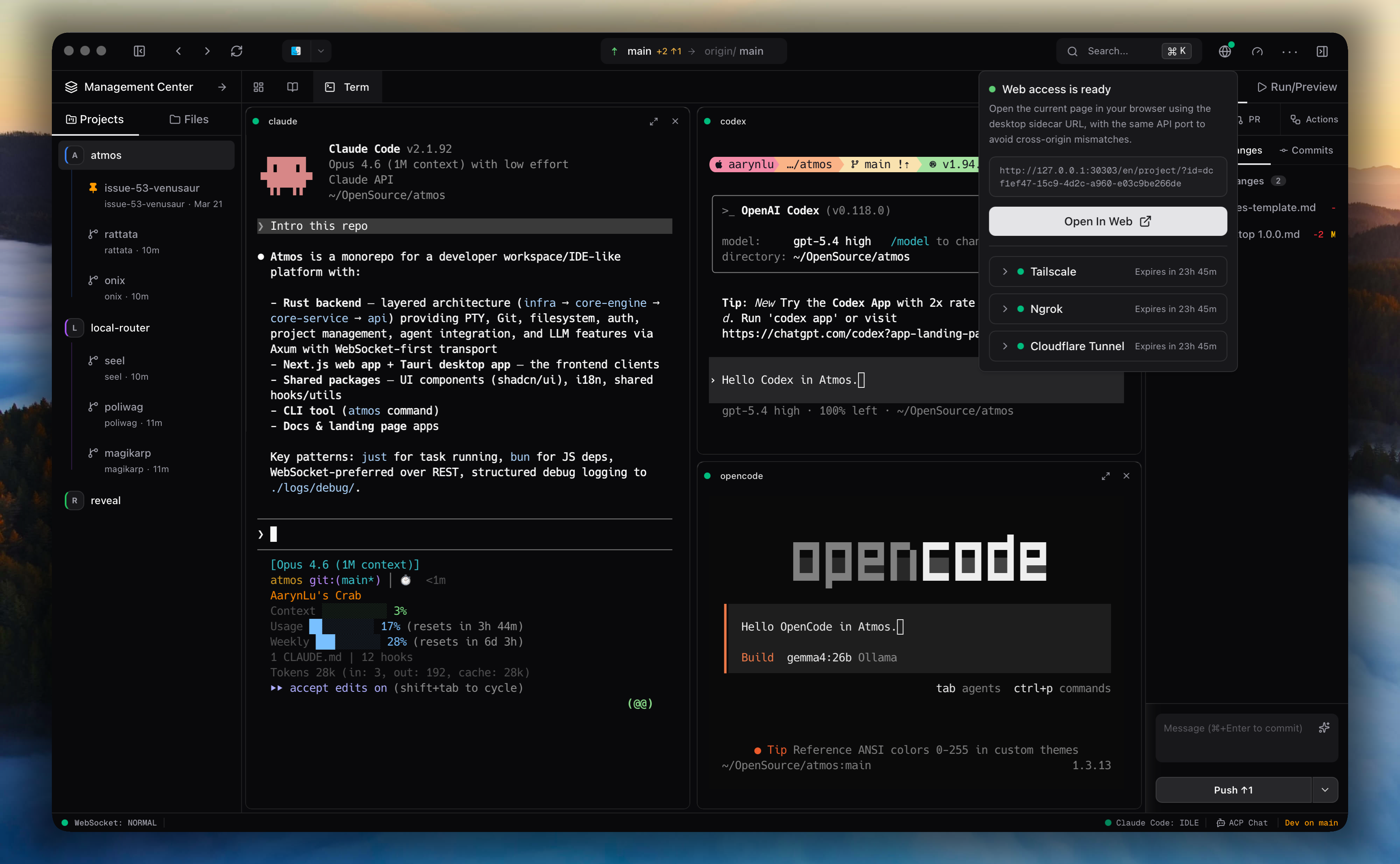 Tunnel Connector, Real-Time Agent Sync & Live Git File Tree